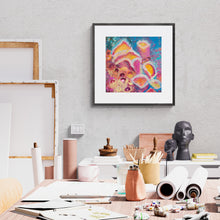 Load image into Gallery viewer, "Sponge Cluster" framed art print on wall of artist studio