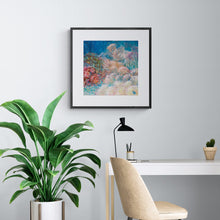 Load image into Gallery viewer, Home office with large tropical plant and Reef Renewal art print on the wall