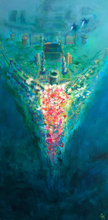 Load image into Gallery viewer, "Bow of the S.S. Saganaga" original painting of a WW2 wreck in Newfoundland