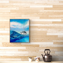 Load image into Gallery viewer, painting of scuba diver on wall above tea pot and cups