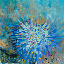 Load image into Gallery viewer, "Anemone Bouquet" art print with a burst of blue and yellow colours