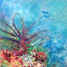 Load image into Gallery viewer, &quot;The Playground&quot; - an original painting of two divers high above a healthy, thriving coral reef