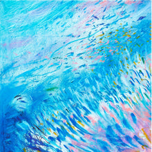 Load image into Gallery viewer, Close up Marine Life art print with repeating blue strokes and white and pink marks