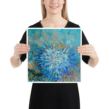 Load image into Gallery viewer, Woman holding 14 by 14 inch &quot;Anemone Bouquet&quot; art print 1