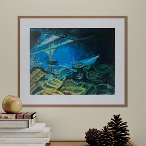 "Hold of Time – Exploring the SS Thistlegorm Wreck" painting