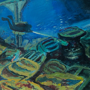 "Hold of Time – Exploring the SS Thistlegorm Wreck" painting