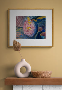 "Sanctuary in the Swell: Clownfish and Anemone on a Living Reef" painting