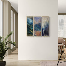 Load image into Gallery viewer, Underwater Scuba Dive Art Triptych: Reefs &amp; Caves – Mixed Media Acrylic Paintings on Wood Panels