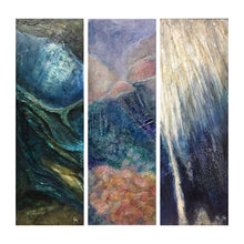 Load image into Gallery viewer, Underwater Scuba Dive Art Triptych: Reefs &amp; Caves – Mixed Media Acrylic Paintings on Wood Panels