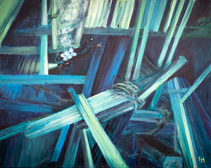 "Exploring the Deck of the Arabia" Original Painting of the Arabia Shipwreck in Lake Huron, Tobermory