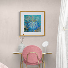 Load image into Gallery viewer, &quot;Anemone Bouquet&quot; framed art print above bedroom vanity table and pink chair