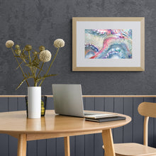 Load image into Gallery viewer, Framed octopus art print on the wall in scandinavian style dining room