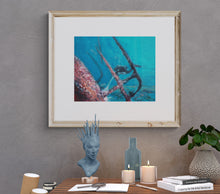 Load image into Gallery viewer, Keystorm framed art print above cabinet with modern bust and candles