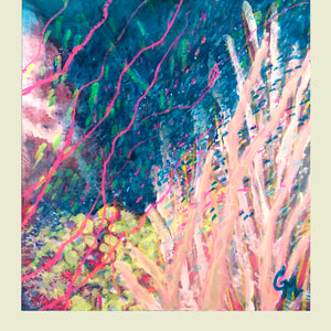 "Reaching" - Original acrylic painting of colourful coral reef