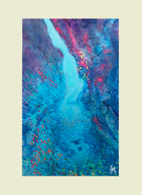 Load image into Gallery viewer, &quot;Swimming Through&quot; - Original acrylic painting of divers swimming through section of underwater cave