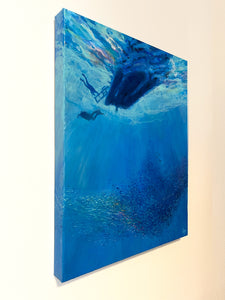 Side view of painting of underwater scene