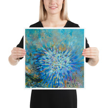Load image into Gallery viewer, Woman holding 16 by 16 inch &quot;Anemone Bouquet&quot; art print 1